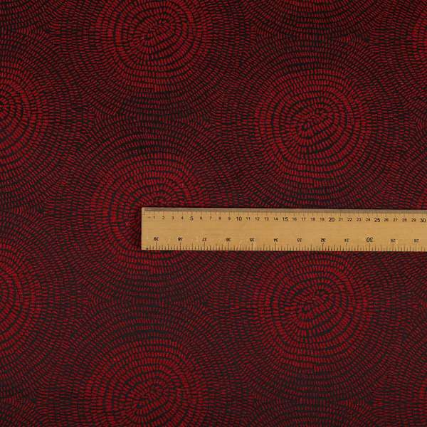 Fenton Circular Pattern In Red Colour Furnishing Upholstery Fabric CTR-1085 - Made To Measure Curtains