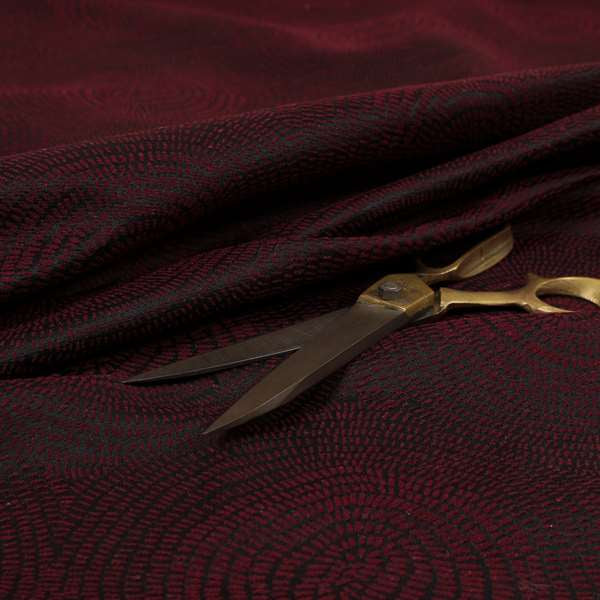 Fenton Circular Pattern In Burgundy Colour Furnishing Upholstery Fabric CTR-1086 - Roman Blinds