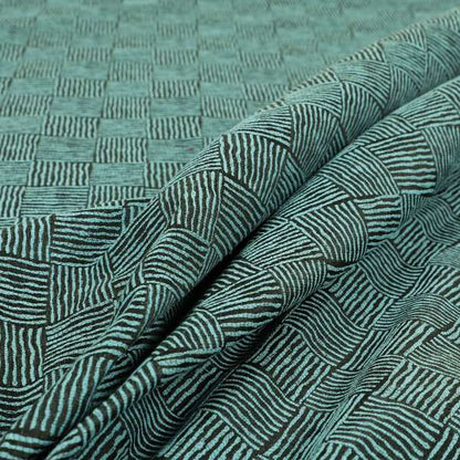 Noah Blue Colour Gingham Stripe Pattern Upholstery Fabrics CTR-1087