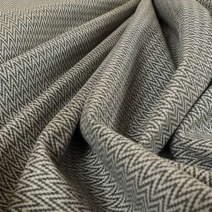 Elemental Collection Chevron Pattern Soft Wool Textured Grey White Colour Upholstery Fabric CTR-109 - Handmade Cushions