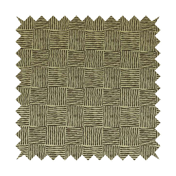 Noah Brown Colour Gingham Stripe Pattern Upholstery Fabrics CTR-1092