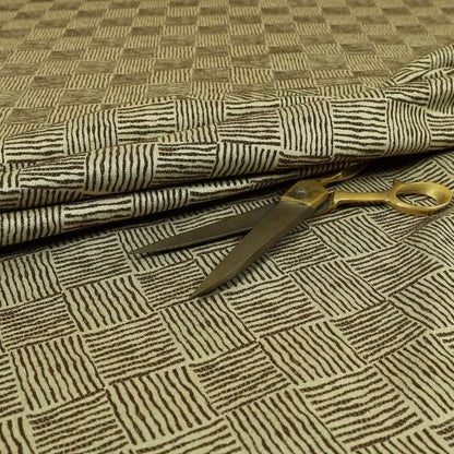 Noah Brown Colour Gingham Stripe Pattern Upholstery Fabrics CTR-1092