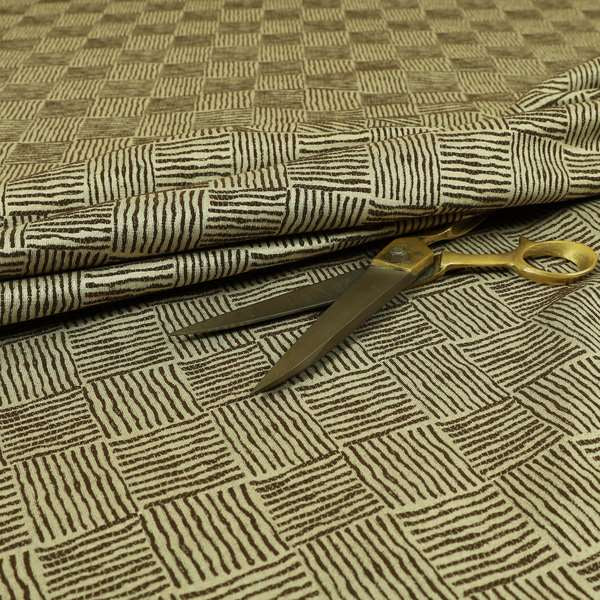 Noah Brown Colour Gingham Stripe Pattern Upholstery Fabrics CTR-1092 - Made To Measure Curtains