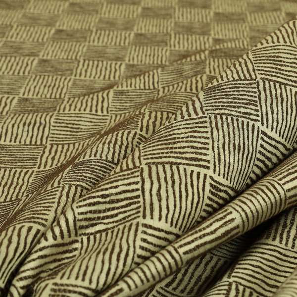 Noah Brown Colour Gingham Stripe Pattern Upholstery Fabrics CTR-1092 - Made To Measure Curtains