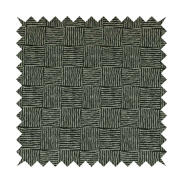 Noah Black Grey Colour Gingham Stripe Pattern Upholstery Fabrics CTR-1093 - Made To Measure Curtains