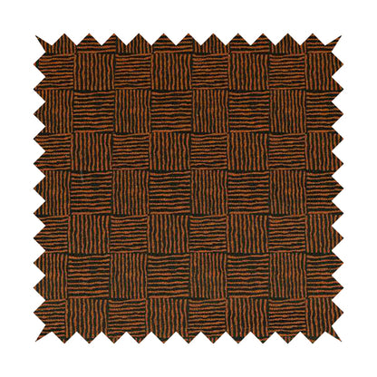 Noah Orange Colour Gingham Stripe Pattern Upholstery Fabrics CTR-1094