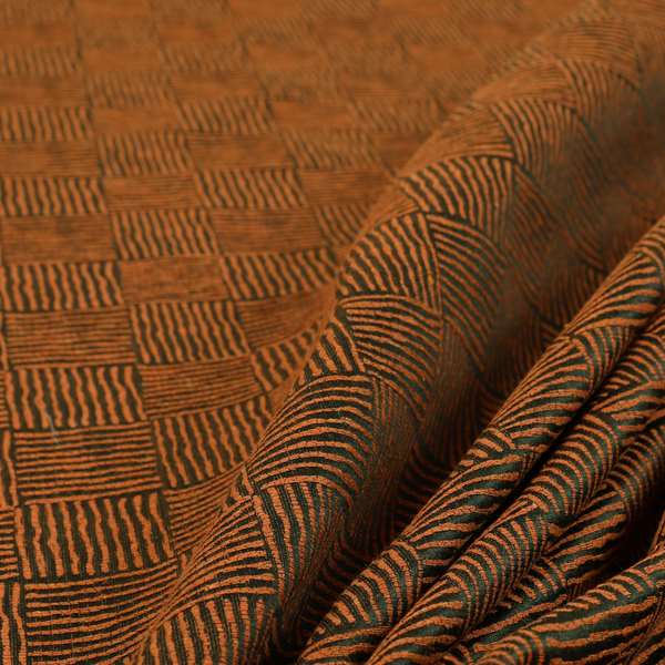 Noah Orange Colour Gingham Stripe Pattern Upholstery Fabrics CTR-1094 - Made To Measure Curtains