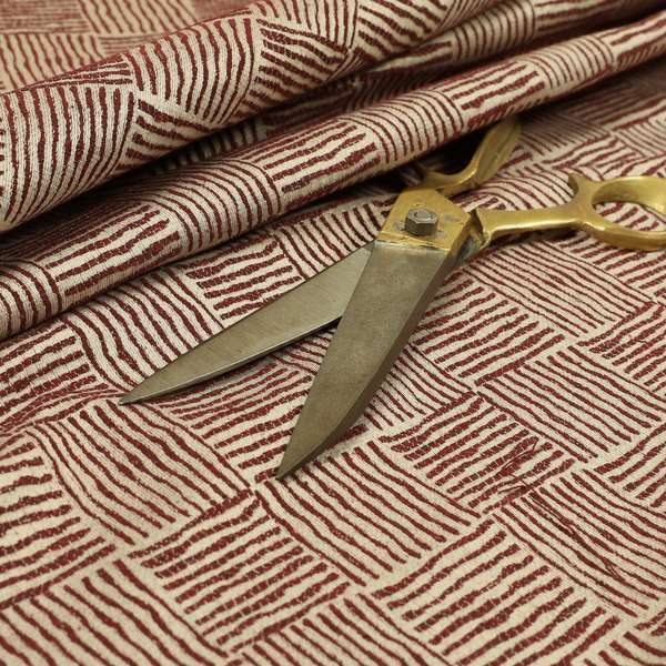Noah Pink Colour Gingham Stripe Pattern Upholstery Fabrics CTR-1096