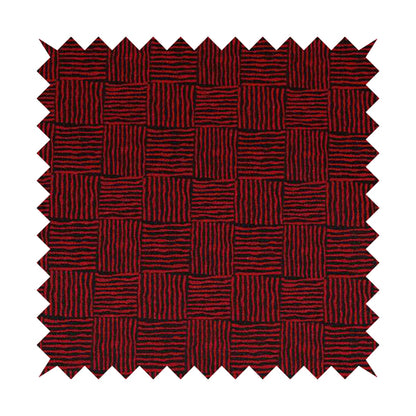 Noah Red Colour Gingham Stripe Pattern Upholstery Fabrics CTR-1097