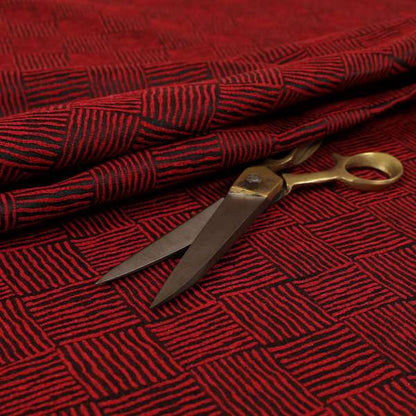 Noah Red Colour Gingham Stripe Pattern Upholstery Fabrics CTR-1097 - Made To Measure Curtains