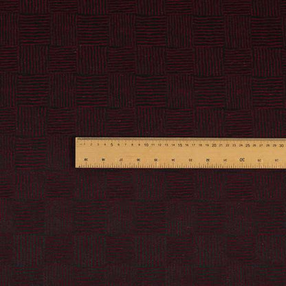 Noah Burgundy Colour Gingham Stripe Pattern Upholstery Fabrics CTR-1098