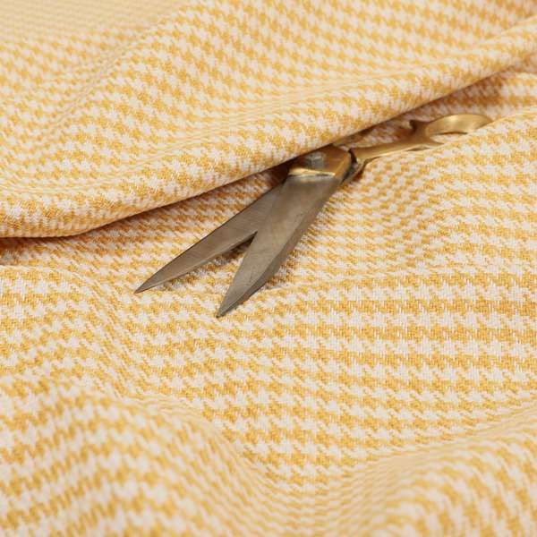 Bainbridge Woven Hounds Dogs Tooth Pattern In Yellow White Colour Upholstery Fabric CTR-11 - Roman Blinds