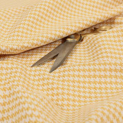 Bainbridge Woven Hounds Dogs Tooth Pattern In Yellow White Colour Upholstery Fabric CTR-11 - Made To Measure Curtains