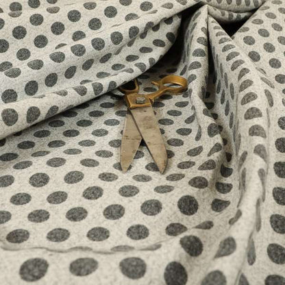 Elemental Collection Dotted Pattern Soft Wool Textured Grey White Colour Upholstery Fabric CTR-110 - Roman Blinds