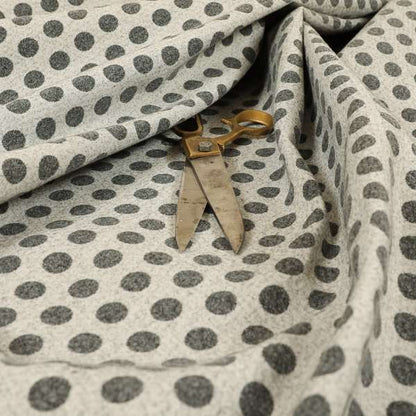 Elemental Collection Dotted Pattern Soft Wool Textured Grey White Colour Upholstery Fabric CTR-110 - Handmade Cushions