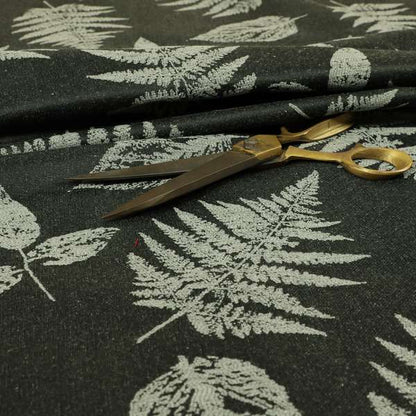 Pelham Autumnal Floral Pattern In Black Grey Colour Furnishing Upholstery Fabric CTR-1105 - Made To Measure Curtains