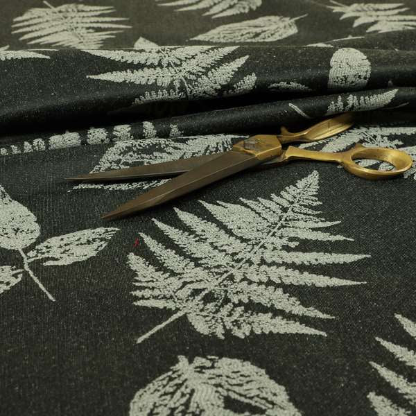 Pelham Autumnal Floral Pattern In Black Grey Colour Furnishing Upholstery Fabric CTR-1105