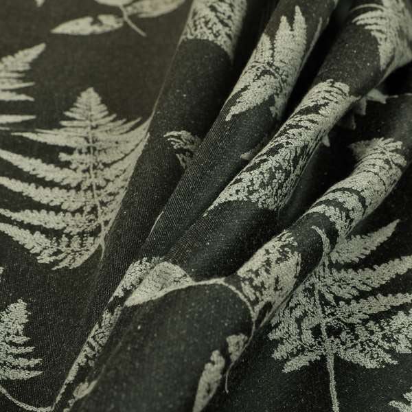 Pelham Autumnal Floral Pattern In Black Grey Colour Furnishing Upholstery Fabric CTR-1105 - Made To Measure Curtains