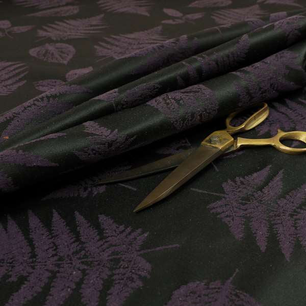 Pelham Autumnal Floral Pattern In Black Purple Colour Furnishing Upholstery Fabric CTR-1107 - Roman Blinds