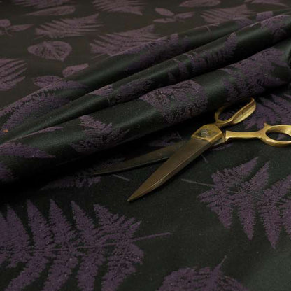 Pelham Autumnal Floral Pattern In Black Purple Colour Furnishing Upholstery Fabric CTR-1107 - Made To Measure Curtains