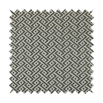 Elemental Collection Geometric Chevron Pattern Soft Wool Textured Grey White Colour Upholstery Fabric CTR-111