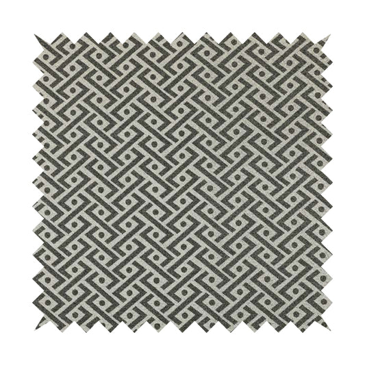 Elemental Collection Geometric Chevron Pattern Soft Wool Textured Grey White Colour Upholstery Fabric CTR-111