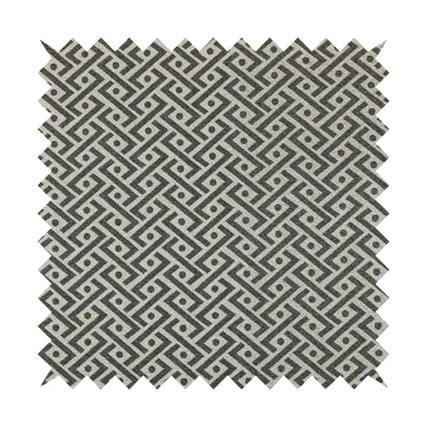 Elemental Collection Geometric Chevron Pattern Soft Wool Textured Grey White Colour Upholstery Fabric CTR-111 - Made To Measure Curtains