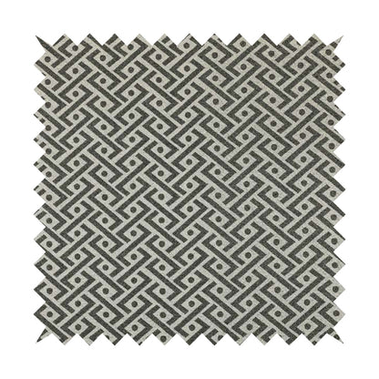 Elemental Collection Geometric Chevron Pattern Soft Wool Textured Grey White Colour Upholstery Fabric CTR-111 - Handmade Cushions