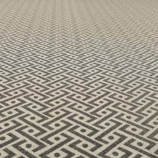 Elemental Collection Geometric Chevron Pattern Soft Wool Textured Grey White Colour Upholstery Fabric CTR-111