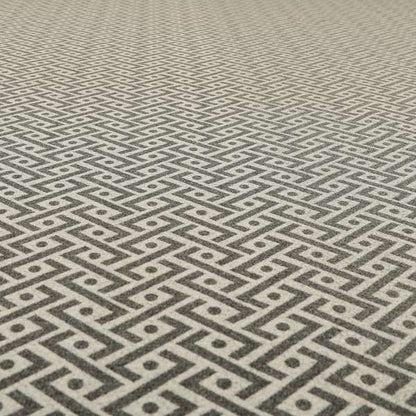 Elemental Collection Geometric Chevron Pattern Soft Wool Textured Grey White Colour Upholstery Fabric CTR-111