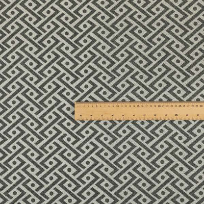Elemental Collection Geometric Chevron Pattern Soft Wool Textured Grey White Colour Upholstery Fabric CTR-111 - Roman Blinds
