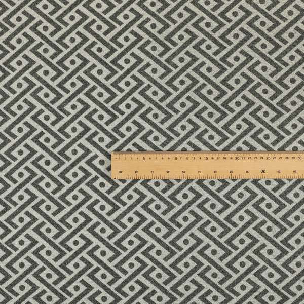 Elemental Collection Geometric Chevron Pattern Soft Wool Textured Grey White Colour Upholstery Fabric CTR-111