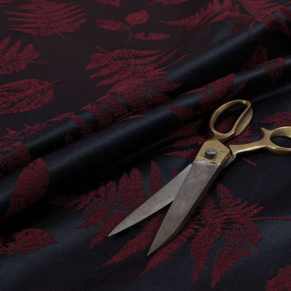 Pelham Autumnal Floral Pattern In Burgundy Colour Furnishing Upholstery Fabric CTR-1110 - Made To Measure Curtains