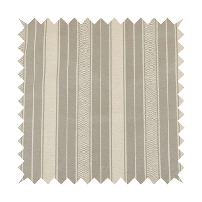 Bangalore Striped Pattern Chenille Material In White Silver Colour Upholstery Fabric CTR-1111 - Made To Measure Curtains