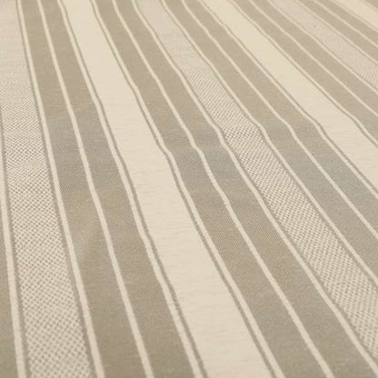 Bangalore Striped Pattern Chenille Material In White Silver Colour Upholstery Fabric CTR-1111 - Made To Measure Curtains