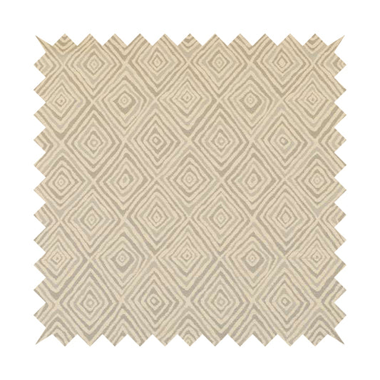 Manali Geometric Pattern Chenille Material In White Silver Colour Upholstery Fabric CTR-1112