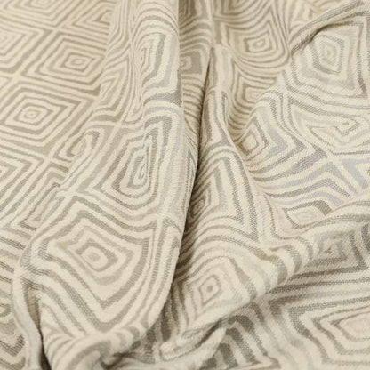 Manali Geometric Pattern Chenille Material In White Silver Colour Upholstery Fabric CTR-1112 - Roman Blinds