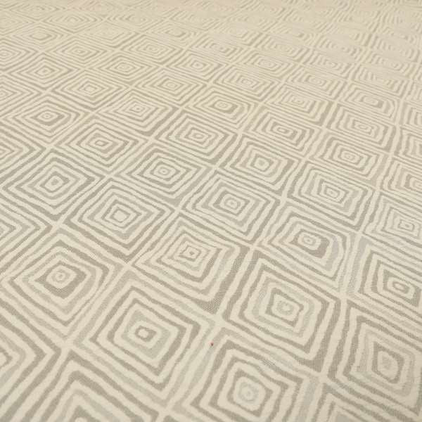 Manali Geometric Pattern Chenille Material In White Silver Colour Upholstery Fabric CTR-1112 - Roman Blinds