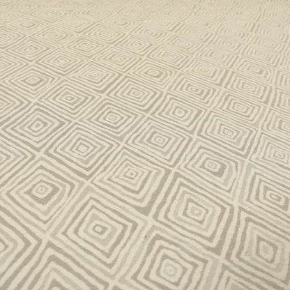 Manali Geometric Pattern Chenille Material In White Silver Colour Upholstery Fabric CTR-1112 - Made To Measure Curtains