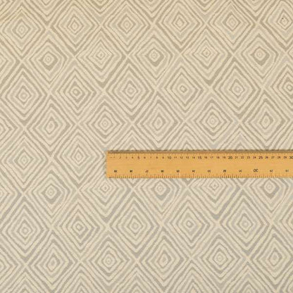 Manali Geometric Pattern Chenille Material In White Silver Colour Upholstery Fabric CTR-1112 - Roman Blinds