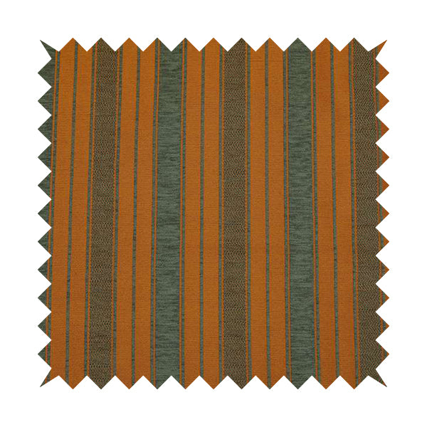 Bangalore Striped Pattern Chenille Material In Grey Orange Colour Upholstery Fabric CTR-1117 - Roman Blinds