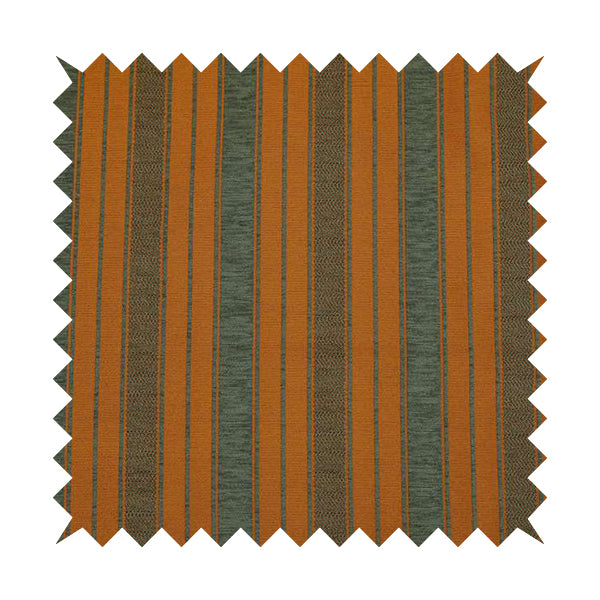 Bangalore Striped Pattern Chenille Material In Grey Orange Colour Upholstery Fabric CTR-1117 - Made To Measure Curtains