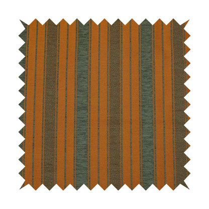 Bangalore Striped Pattern Chenille Material In Grey Orange Colour Upholstery Fabric CTR-1117 - Made To Measure Curtains