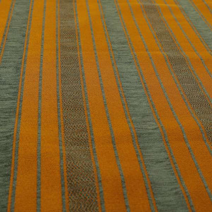 Bangalore Striped Pattern Chenille Material In Grey Orange Colour Upholstery Fabric CTR-1117 - Made To Measure Curtains