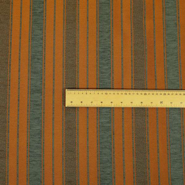 Bangalore Striped Pattern Chenille Material In Grey Orange Colour Upholstery Fabric CTR-1117 - Handmade Cushions