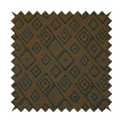 Manali Geometric Pattern Chenille Material In Grey Orange Colour Upholstery Fabric CTR-1118 - Roman Blinds