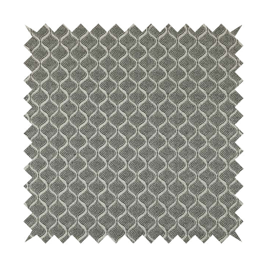 Elemental Collection Small Motif Pattern Soft Wool Textured Grey White Colour Upholstery Fabric CTR-112