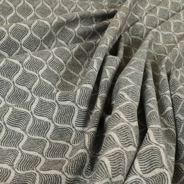 Elemental Collection Small Motif Pattern Soft Wool Textured Grey White Colour Upholstery Fabric CTR-112 - Handmade Cushions