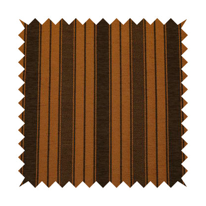 Bangalore Striped Pattern Chenille Material In Brown Orange Colour Upholstery Fabric CTR-1120