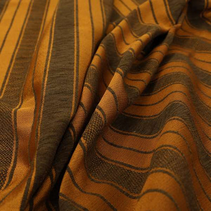 Bangalore Striped Pattern Chenille Material In Brown Orange Colour Upholstery Fabric CTR-1120 - Made To Measure Curtains